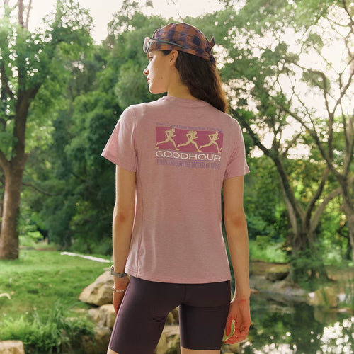 Back view of the pink Runner Wool Tee